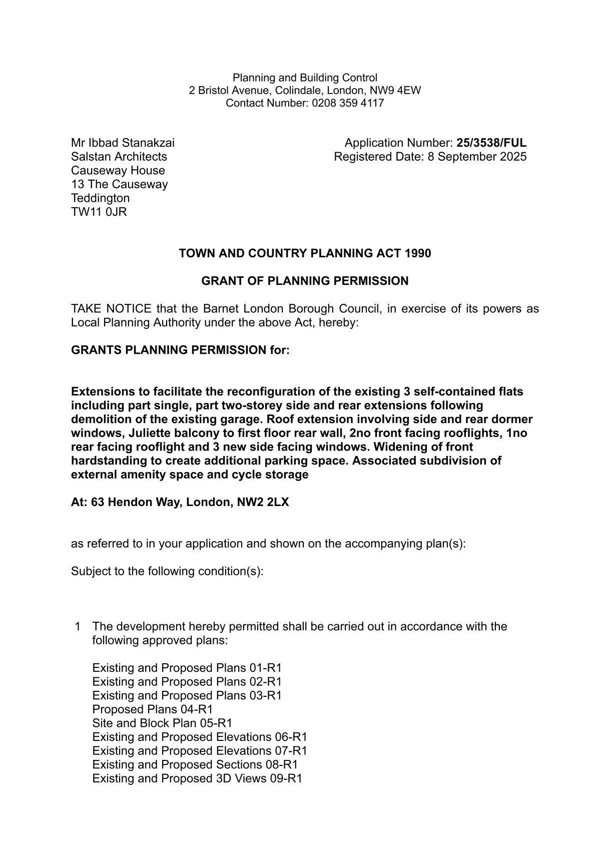 Planning permission application by Salstan